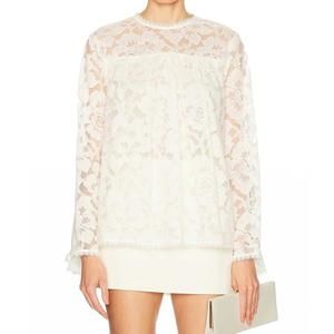 NEW ZIMMERMANN illuminate lace gathered top in cream
